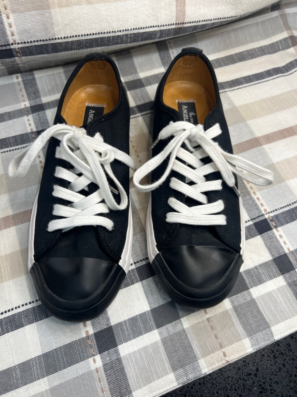 Angela Scott Black Canvas Low-Top Sneakers with White Laces